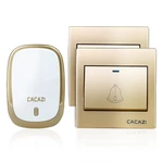 CACAZI AC110-220V Wireless Doorbell Waterproof 2 Button+1Plug-in Receivers 300M Remote Music Door Dells