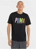 Black Men's T-Shirt with Puma Graphic Printing - Men