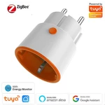 Tuya ZIGBE 3.0 Smart Socket EU Plug 16A Outlet Wireless Remote Phone Control Voice Controller Work with Tuya Gateway Hub