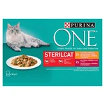 PURINA ONE Multipack Sterilcat mini filetky s kuracím a zelenými fazuľkami / s hovädzím a mrkvou v šťave 12(4x85g)