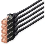 Digitus DK-1644-100-BL-5 RJ45 sieťové káble, prepojovacie káble CAT 6 S/FTP 10.00 m čierna fóliové tienenie, kompletné t