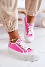 Low sneakers on the platform of pink Mischa