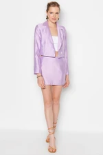 Trendyol Lilac Crop Blazer with Woven Lined and Shiny Fabric