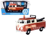 Volkswagen Type 2 (T1) Tow Truck "Volkswagen Specialists" Brown Metallic and Cream 1/24 Diecast Model Car by Motormax