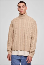 Boxy Roll Neck Sweater mokrý písek