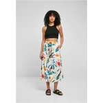 Women's viscose midi skirt white, sand and fruit