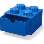 LEGO® stolný box 4 so zásuvkou 15,8 x 15,8 x 11,3 cm - modrý