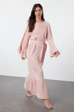 Trendyol Dusty Rose Skirt Ruffled Muslin Woven Dress