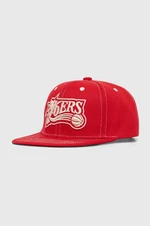 Kšiltovka Mitchell&Ness NBA PHILADELPHIA 76ERS červená barva, s aplikací