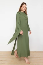 Trendyol Khaki Shawl Detailed Evening Dress