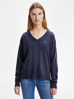 Tommy Jeans Sveter - TJW V-NECK SWEATER modrý