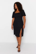 Trendyol Curve Black Knitted Dress with a Slit