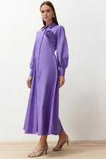 Trendyol Purple Flower Detailed Woven Shirt Dress