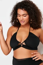 Trendyol Curve Černý bikini top s detailem na zavázání a zeštíhlujícím efektem