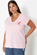 Trendyol Curve Pink Oversize Knitted T-Shirt