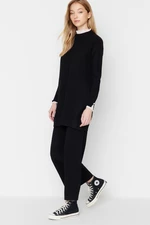 Trendyol Black Pearl and Tulle Detailed Sweater-Pants Knitwear Set