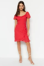 Trendyol Pomegranate Blossom A-Line/A-Line Form Flounce Mini Lined Woven Dress