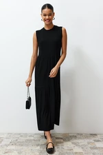 Trendyol Black Sleeveless Plain Knitted Lingerie Dress