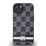 Zadní kryt DKNY PU Leather Checkered Pattern and Stripe pro Apple iPhone 13, černá