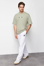 Trendyol White Oversize/Wide Cut Embroidered Sweatpants