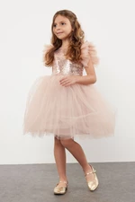 Trendyol Light Pink Girl's Birthday Party Wedding Tutu Woven Dress