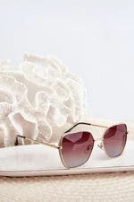 Women's sunglasses with glitter inserts UV400 golden brown