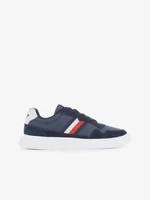 Tmavomodré pánske kožené tenisky Tommy Hilfiger Light Cupsole Mix Stripes