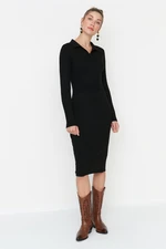 Trendyol Black Midi Knitwear Polo Neck Dress