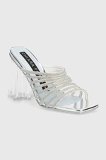 Pantofle Chiara Ferragni Andromeda dámské, stříbrná barva, na podpatku, CF3330_004