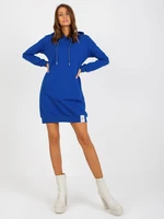 Basic navy blue sweatshirt dress with pockets