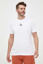 Bavlnené tričko Calvin Klein Jeans biela farba,s potlačou,J30J323483
