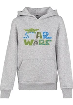 Children's colorful Star Wars logo with hood heather gray