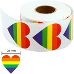 50-500 Piece Gay Pride Stickers Love Pride Rainbow Stickers Love Heart Baking Sticker 1Inch Love Rainbow Heart Shaped Tape