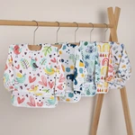 Baby Aprons Feeding Bibs Colorful Cartoon Waterproof Long Sleeves Infant Bibs Art Smock Feeding Bib Baby Bandana Bibsi