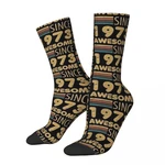 Born In 1973 50th Birthday Socks Harajuku Sweat Absorbing Stockings All Season Socks Accessories for Unisex Birthday Present