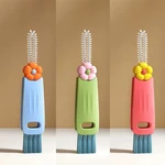 Portable Brush 3 in 1 Tiny Bottle Cup Lid Detail Brush Straw Cleaner Tools Water Bottle Cleaning Crevice Brush Compact