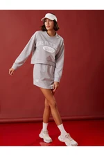 Koton Crop Sweatshirt Printed Long Sleeve Crew Neck Cotton