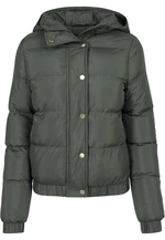 Women's Puffer Hooded Jacket - Dark Olive