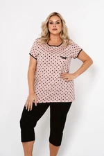 Women's pyjamas Bonilla, short sleeves, 3/4 leg - print/black