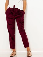 Burgundy velvet shortened trousers CAMAIEU - Ladies