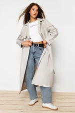 Trendyol Stone Oversize Wide Cut Belted Trench Coat