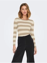 Beige women's striped sweater JDY Plum