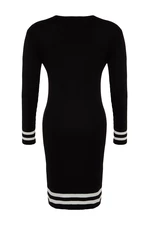 Trendyol Curve Black Stripe részletesen kidolgozott kötöttáru ruha