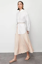 Trendyol Ecru Pleated Woven Skirt