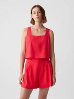 Women's red linen crop top GAP