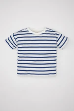 DEFACTO Baby Girl Standard Fit Crew Neck Striped Short Sleeve T-Shirt