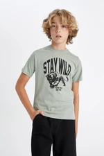 DEFACTO Boy's Crew Neck Printed Short Sleeve T-Shirt