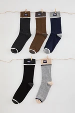 Trendyol Multicolored Unisex 5-Pack Cotton Color Block Labeled College-Tennis-Mid Length Socks