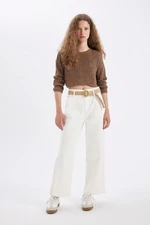 DEFACTO Paperbag Pocket High Waist Double Leg Gabardine Trousers