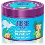 Aussie SOS Supercharged Hydration uklidňující hydratační maska na vlasy a vlasovou pokožku 500 ml